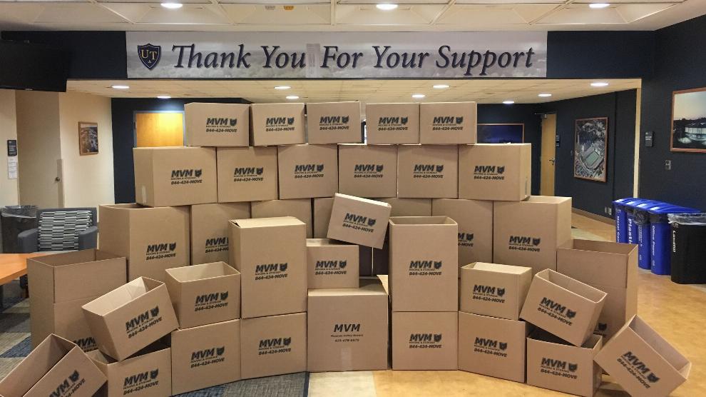 MVM moving boxes at the University of Toledo