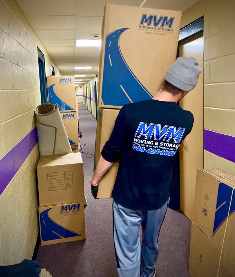 MVM mover carrying storage boxes